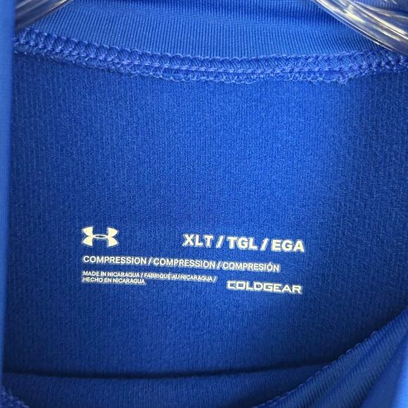 Under Armour Men's Coldgear Compression Shirt Size XLT Tall Long Sleeve Blue - Picture 3 of 7